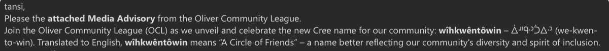 jonnywakefield's tweet photo. From the inbox: Edmonton's Oliver neighbourhood has a new name. wîhkwêntôwin (we-kwen-to-win), which is Cree for "a circle of friends. Background: https://t.co/idMP6NobVG https://t.co/ctc09yrZal
