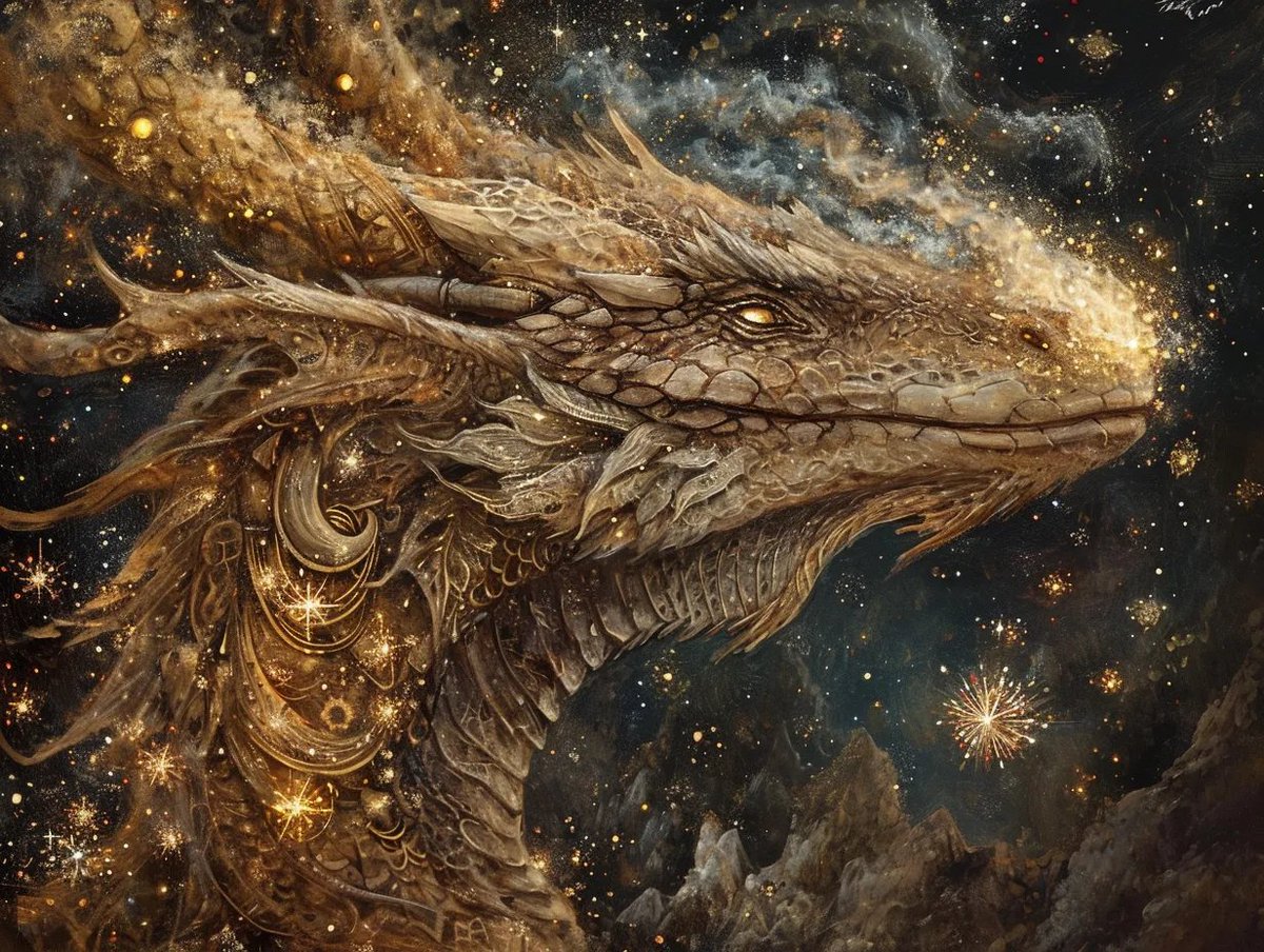 mariia_gonchar's tweet photo. Thrilled to announce my #Dragon soared to 3rd place in #InstantChallenge by @mazeguru_ai! Following "One entry only" rule paid off! ✨Here's another enchanting vision: symbols carved in bark, smoke constellations, guardian of celestial knowledge! #AIart https://t.co/SDhVcPS2Xd https://t.co/HFjFtdHOfz