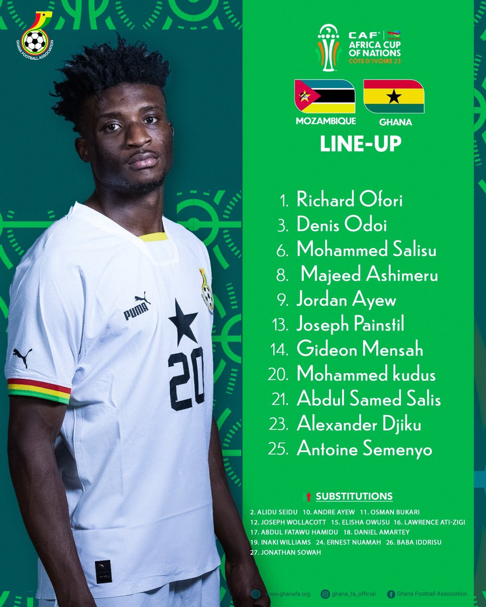 Our team to face Mozambique 💪🏾 🇲🇿 🆚 🇬🇭 #BlackStars