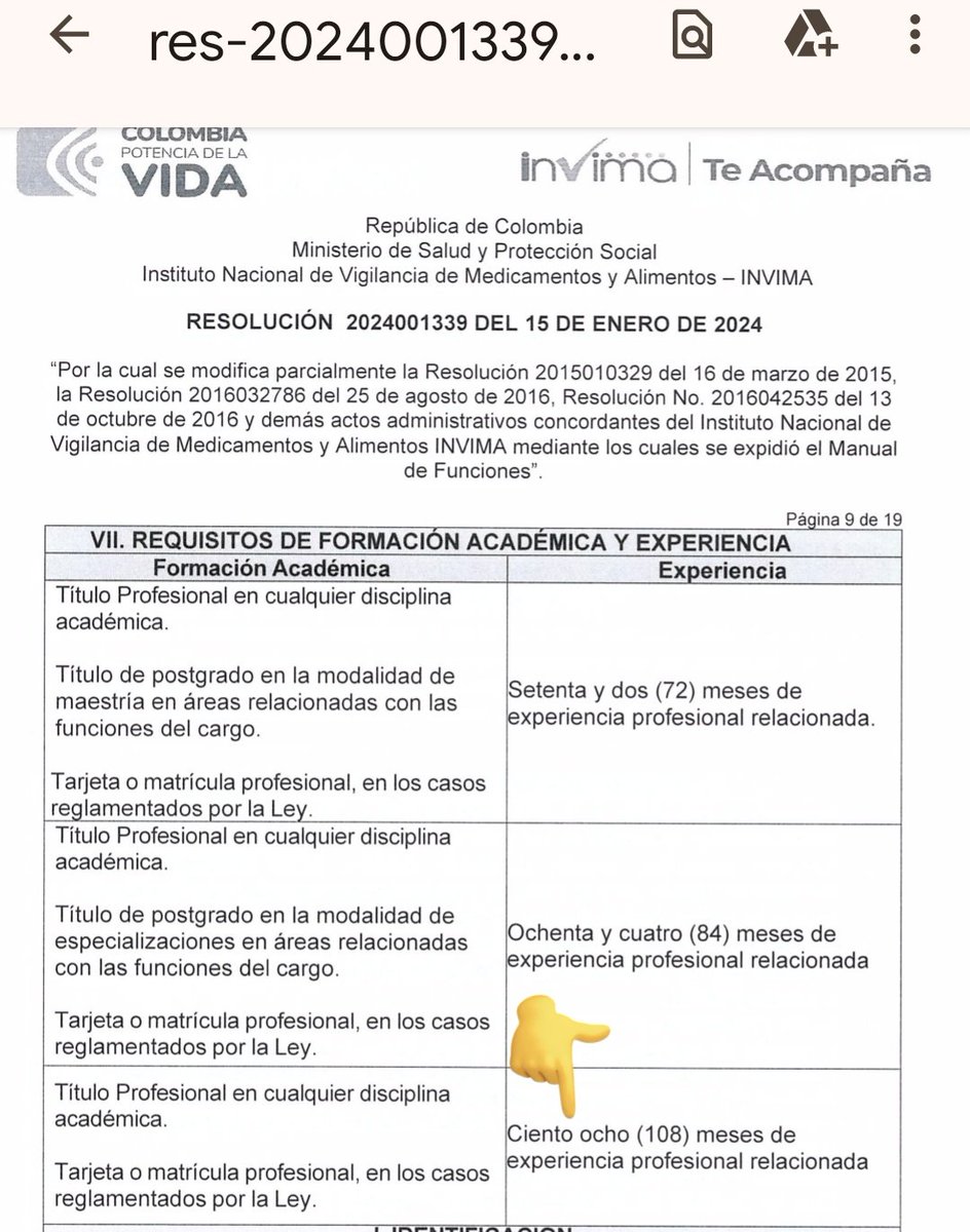 Melquisedec70's tweet photo. Tal como lo anticipé desde el 10 de enero, el @invimacolombia modificó el manual de funciones para nombrar como director en propiedad a cualquier profesional, no importa si no sabe de salud o de medicamentos o del funcionamiento del Estado. Cualquier profesional que acredite 9 años de experiencia en cualquier cosa.