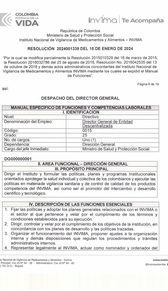 Melquisedec70's tweet photo. Tal como lo anticipé desde el 10 de enero, el @invimacolombia modificó el manual de funciones para nombrar como director en propiedad a cualquier profesional, no importa si no sabe de salud o de medicamentos o del funcionamiento del Estado. Cualquier profesional que acredite 9 años de experiencia en cualquier cosa.