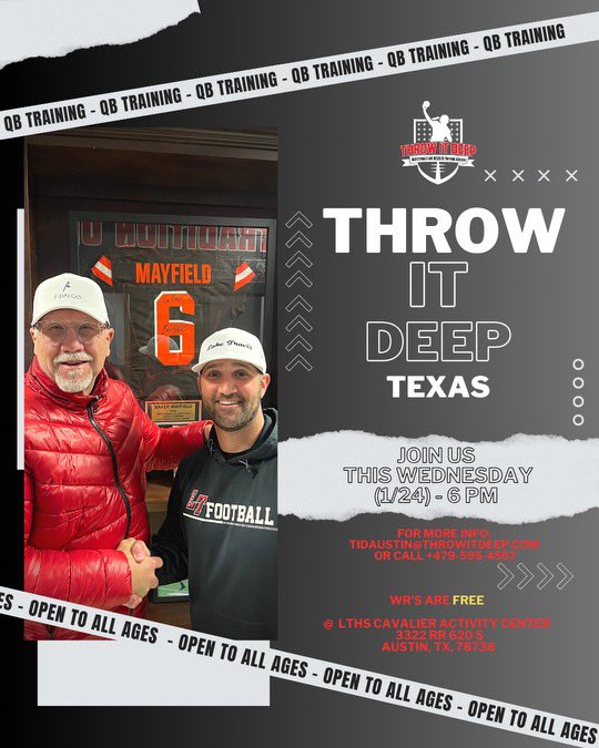 Throw It Deep is coming to Texas! Come join us this Wednesday!