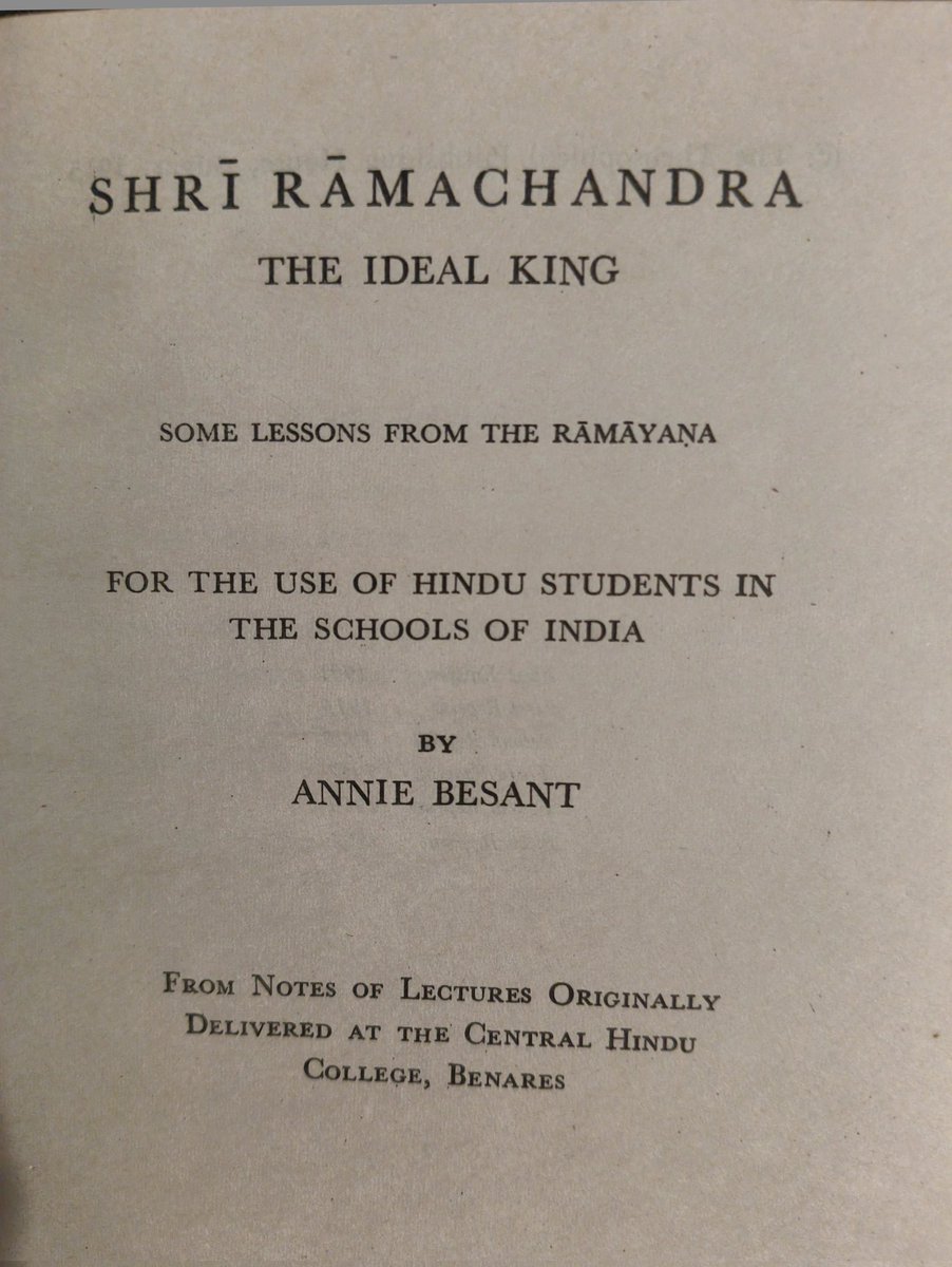 vegansudesh's tweet photo. #ShriRamachandra: The Ideal King!

 A 100-year-old book by #AnnieBesant in my small #library.

Go to: 🤳 https://t.co/QTlSyXmw1x

#JaiShriRam #Ramayana #RamLalla #Bitcoin #profsudeshkumar #roomtoimprove #HinduRashtra #RamRajya #BHU https://t.co/S1lY6WOgBU