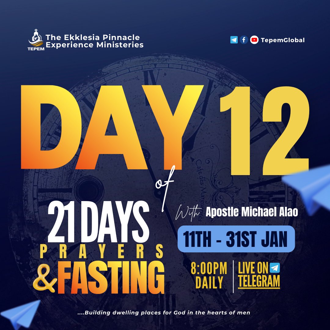TEPEMGlobal's tweet photo. Day 12 Of 21 DAYS OF PRAYER AND FASTING | JAN 22ND 2024 

We Will Be Praying For:
➡️ THE SPIRIT OF EXCELLENCE

Dan 6:3-4, Dan 5:14, Exo 31:2-3, Col 3:23, Dan 6:28, Phil 2:5, 1 Cor 2:16

🔴WE ARE LIVE 

https://t.co/w8Z6ybXtEi https://t.co/UxkCxSajJ7