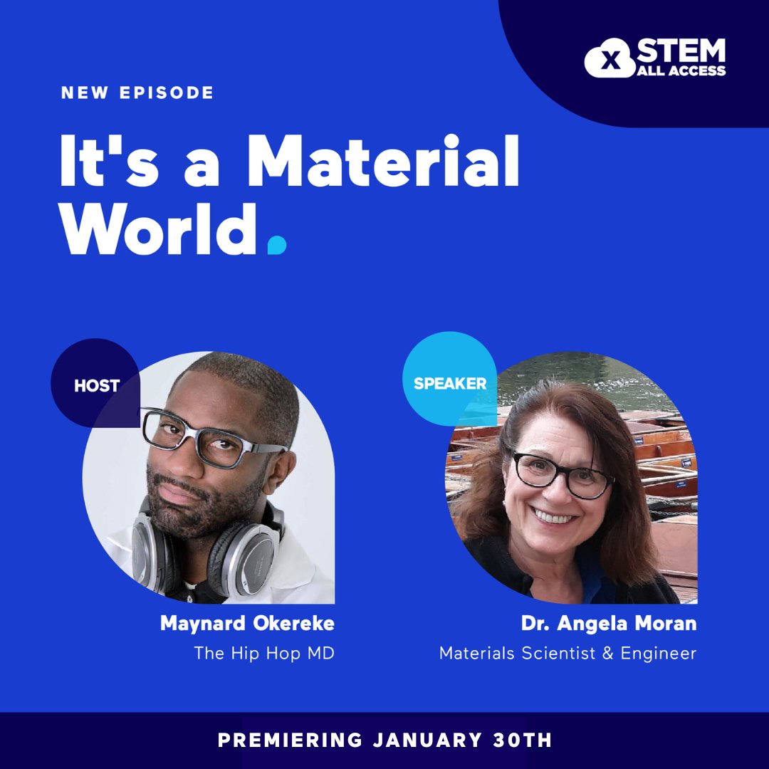 USAScienceFest's tweet photo. Join Maynard Okereke @TheHipHopMD, for a Q&amp;A session with Dr. Angela Moran! Hear from this seasoned materials scientist, engineer &amp; engineering educator with over 40 years of research experience.

“It’s a Material World” will be premiering on January 30!

https://t.co/1HPuua4lAt https://t.co/NKIMeVSmkF