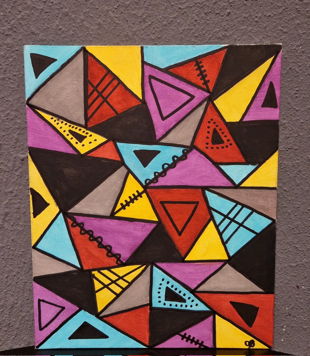 New one finished today. #art #acrylic #acryliconboard #acrylicpaint #geometricpaint #geometricpainting #abstractpainting #abstractpaint #modernanstract #modernpaint #modernpainting #triangles #hobbyartist