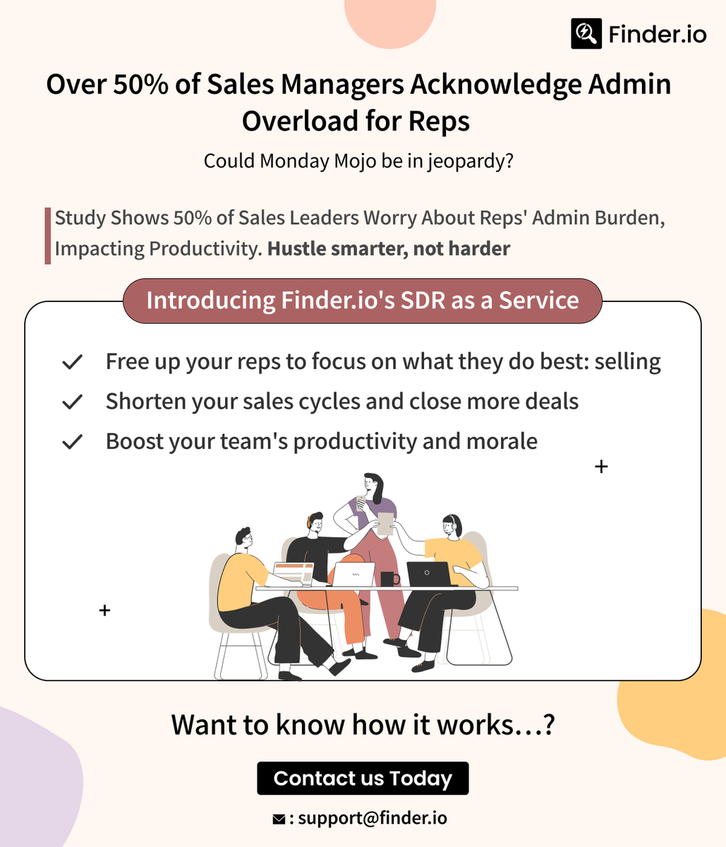 finderio_500's tweet photo. 50% of Sales Leaders Say Admin is Killing Monday Mojo: Fix It or Lose It!
https://t.co/Y0XRyWe202
#SDRservices #SalesProspecting #SDRasService #Finder #SDRaaS #BDRaaS #LeadGeneration https://t.co/EEgYrPopRw