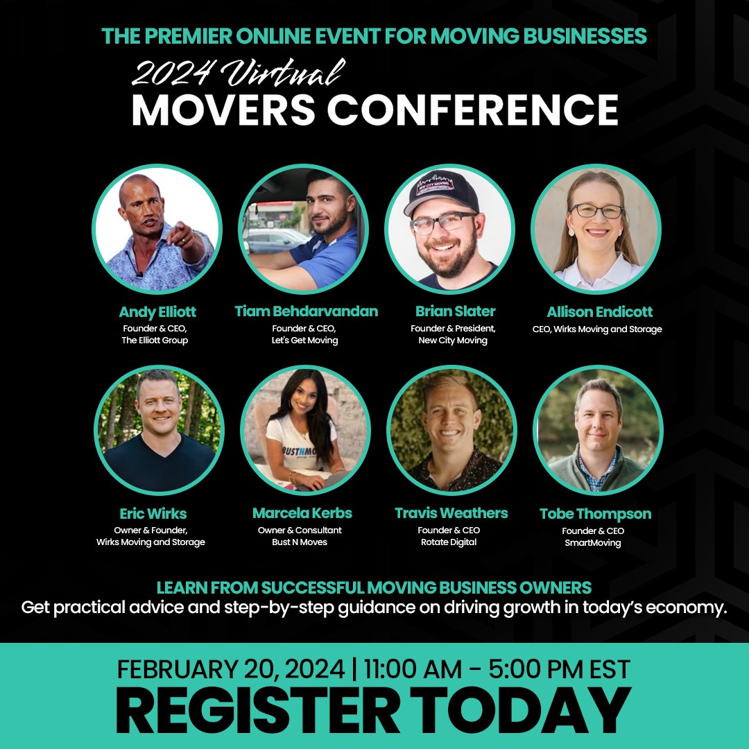 SmartMovingInc's tweet photo. 🚚 Attention Moving Company Owners! 🚚

We've brought together TOP moving business owners ready to share their secrets for success! Discover strategies and tactics to supercharge your operations. 

 SAVE 50% with our early bird pricing - only $49! 💥https://t.co/l2sjLmME1L https://t.co/DuCyncZ0ay