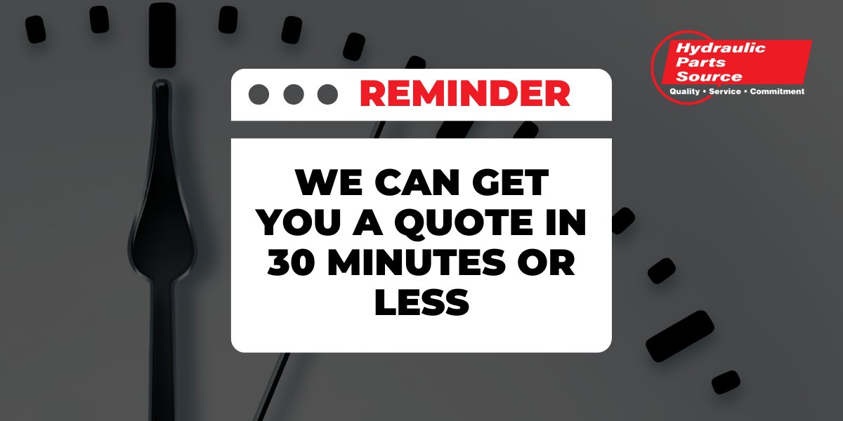 HydPartsSource's tweet image. You read that right: 30 minutes or less. hydparts.com/get-a-quote #FastQuotes #HPSDifference