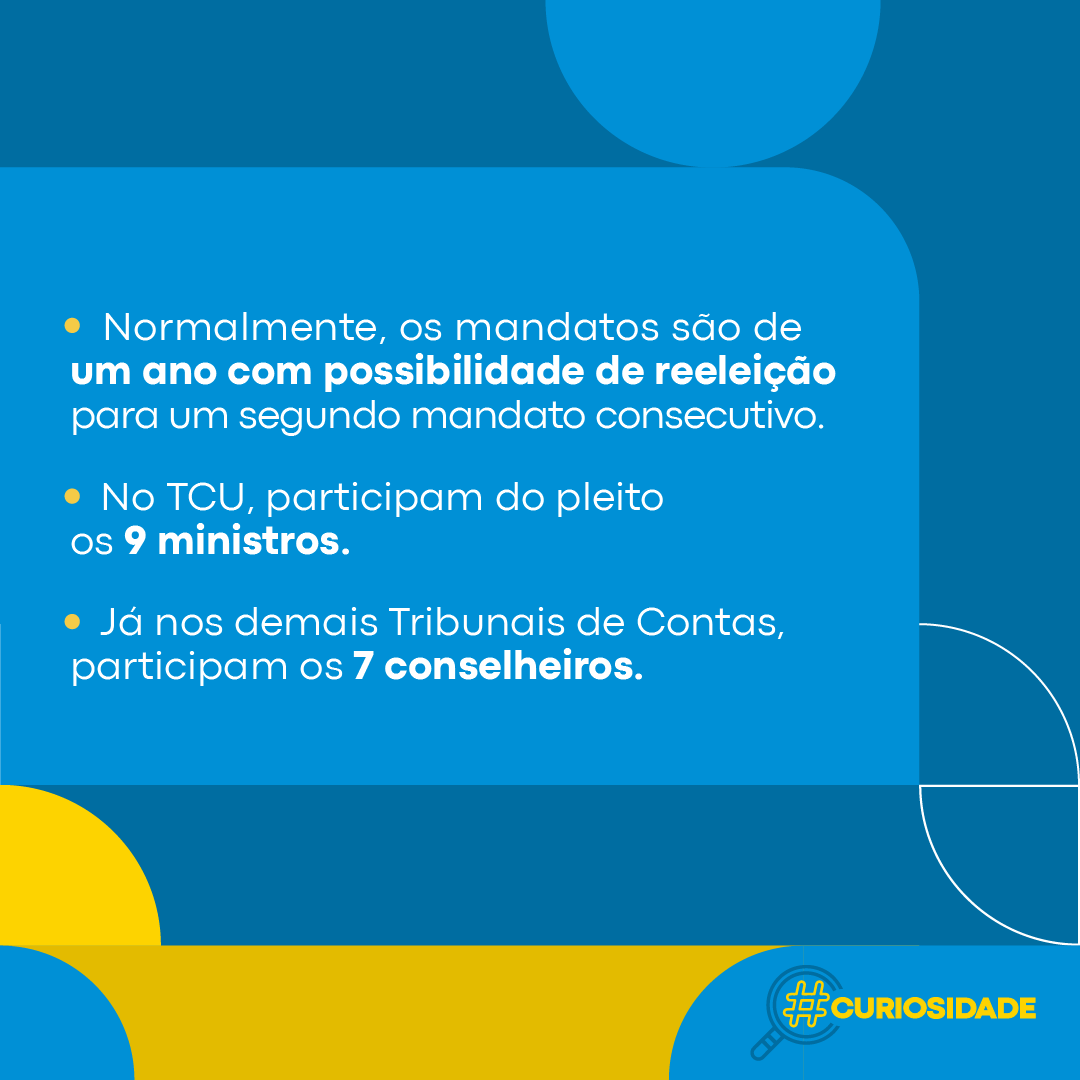 O presidente de um Tribunal de Contas, além de dirigir as sessões plenárias e liderar a entidade, tem como atribuição principal a representação da corte de contas perante a sociedade e os poderes da República. Mas como são escolhidos os presidentes? Passe para o lado e descubra!