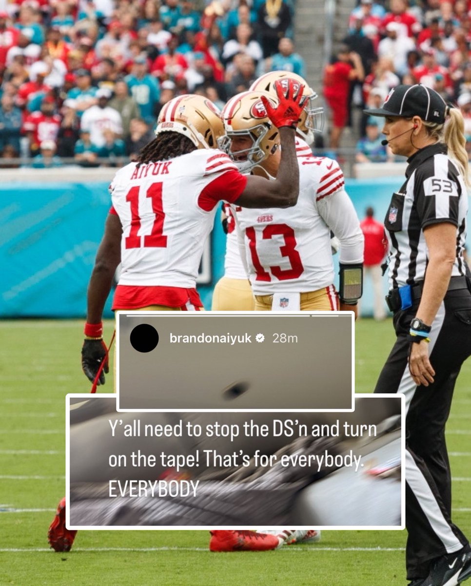 OurSf49ers's tweet photo. #49ers Brandon Aiyuk has Brock Purdy’s back 😤 https://t.co/0EWYzDDvyo