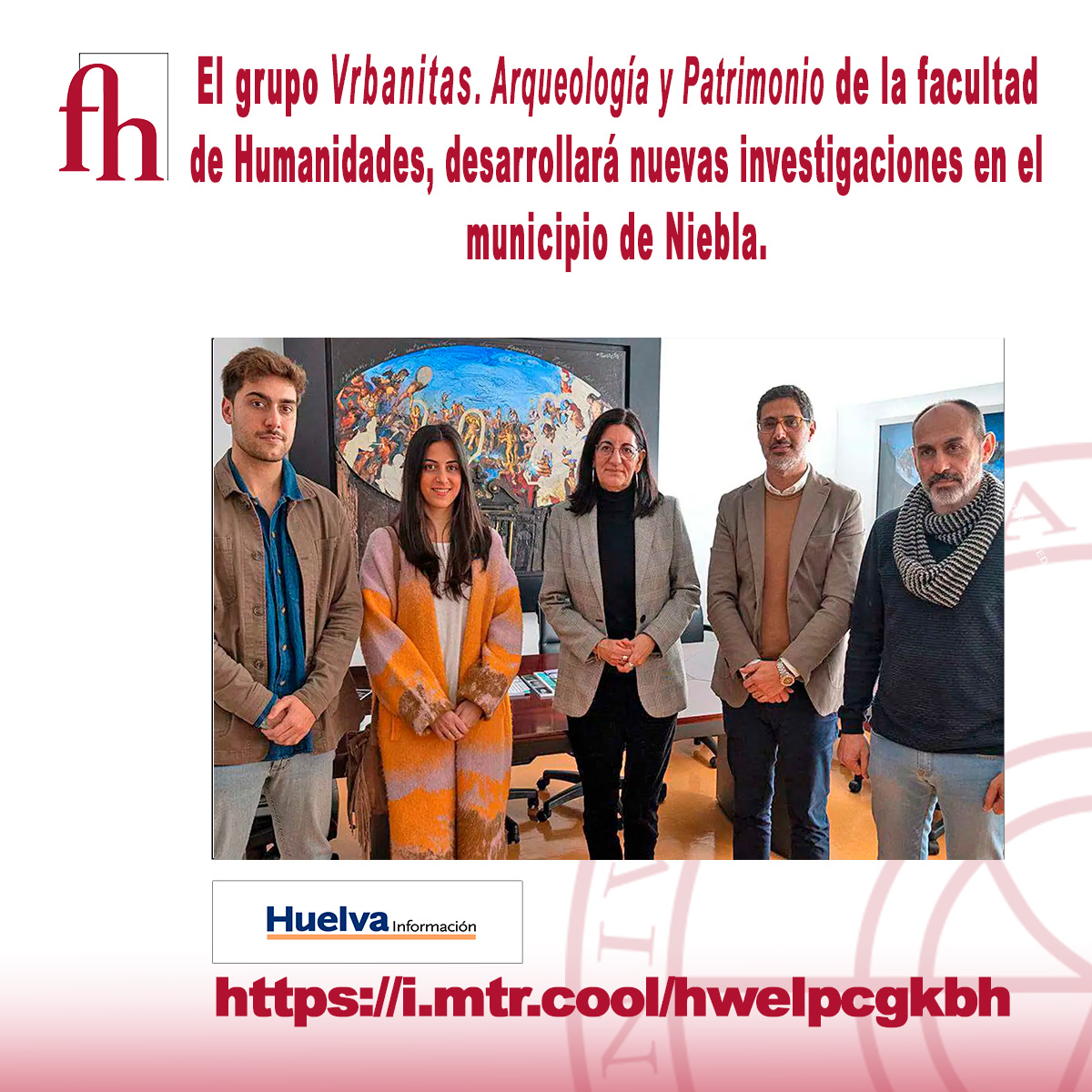 El grupo Vrbanitas. Arqueología y Patrimonio de la facultad de Humanidades, desarrollará nuevas investigaciones en el municipio de Niebla. Imagen y titular extraídos de la noticia i.mtr.cool/hwelpcgkbh publicada por el medio <a href="/huelva_info/">Huelva Información</a> <a href="/Humanidades_UHU/">HumanidadesUHU</a> <a href="/UniHuelva/">Universidad de Huelva</a>
