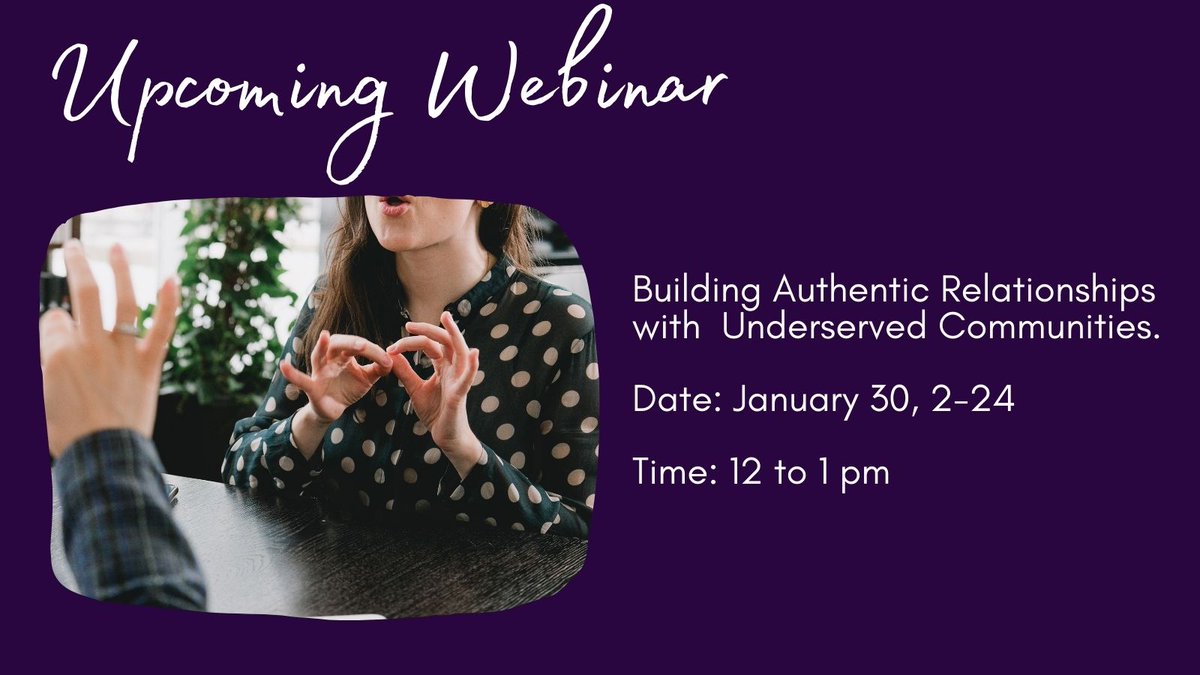 PeaceLibrarySys's tweet image. Learn how to develop a plan for identifying, reaching, and building relationships with underserved communities: webjunction.org/events/webjunc…