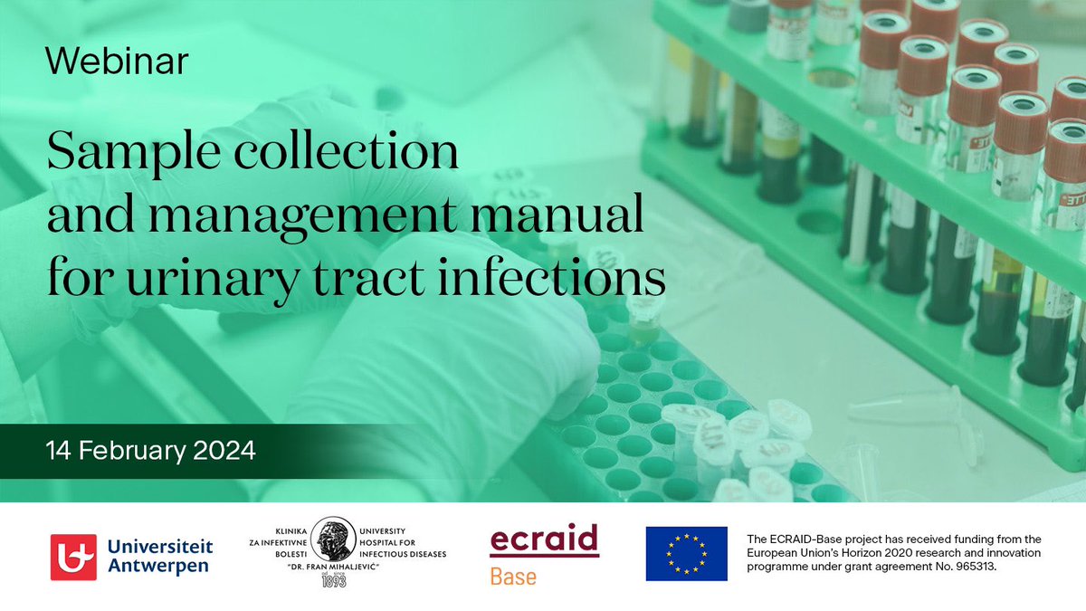 Sharpen your UTI diagnostic tools with some help from the ECRAID-Base laboratory team 🔬🧑🏽‍🔬 Join their free webinar introducing a new sample collection & management manual for urinary tract infections. 📅 14 Feb 2024, 12-13h ✍🏽 Read more & register 👉🏼 ecraid.eu/news/webinar-i…
