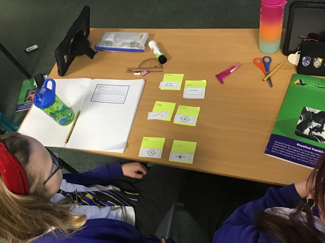 DeltaWorlaby's tweet photo. As Scientists, Dassu Class have been learning about Electricity and the components required to create a complete circuit. The children used sweets to demonstrate their prior learning whilst discussing their knowledge in pairs! #WorlabyScience #DeltaScience https://t.co/bAJMq3h76C