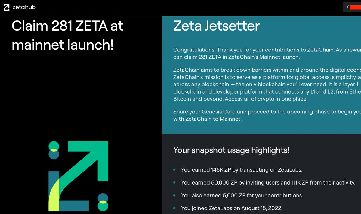 blackshark0x's tweet photo. มาแล้วจ้า @zetachain เปิดให้เช็คจำนวนเหรียญที่จะได้แล้ว 👇
https://t.co/iRI7Epc3uG

กดเช็คแล้วก็ให้เลือกที่ User จากนั้นไปเชื่อม MM กับทวิตเพื่อ verify อีกที 

แต่ๆๆ มันยังไม่จบ เหมือนว่าจะยังมี Testnet (PhaseZ)ให้ทำต่อ ยังไงก็ตาม ดูแล้ว Mainnet น่าจะใกล้คลอดเต็มทนครับ https://t.co/f3dibrJ2uL