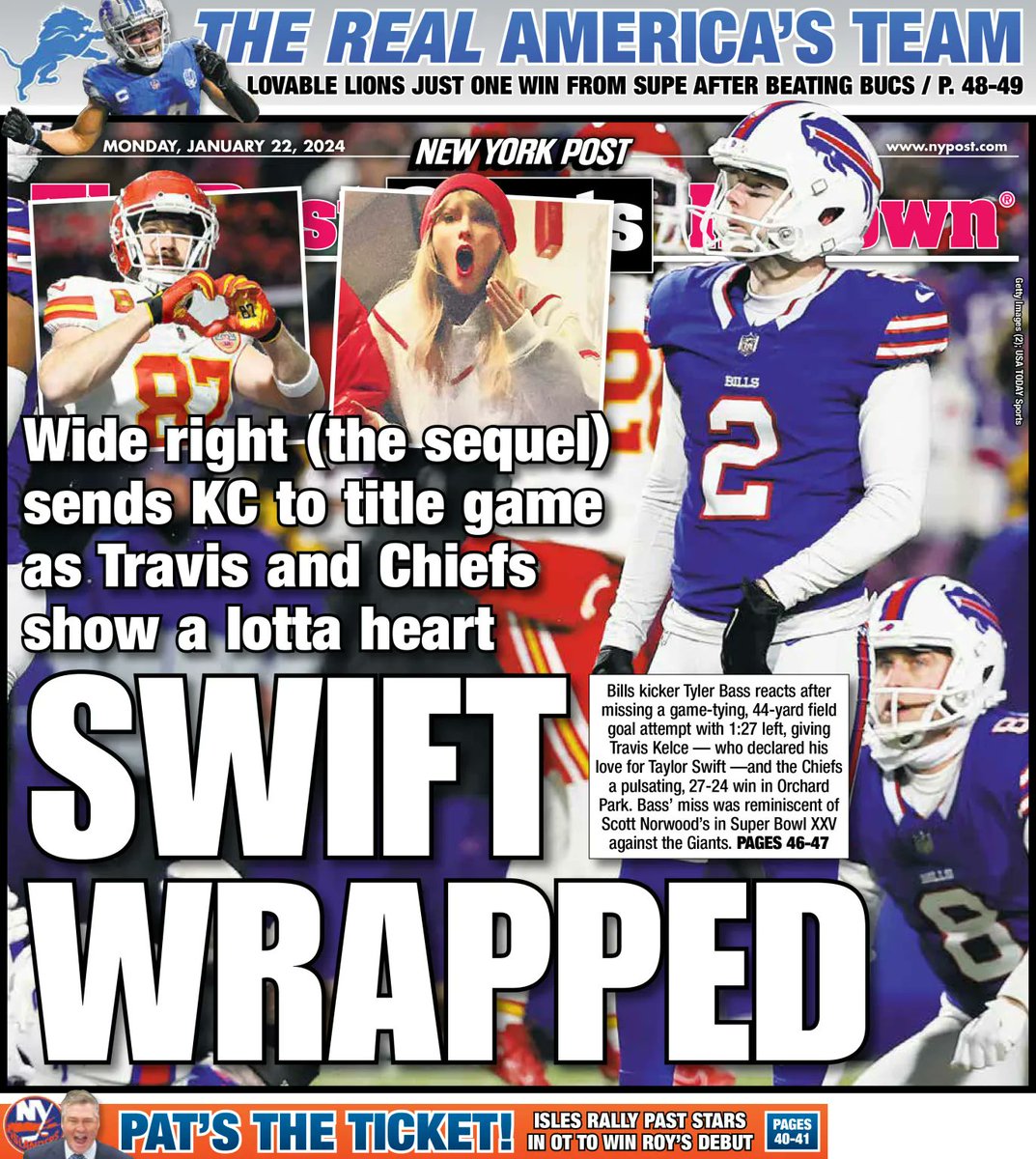Look at the top banner of today's <a href="/nypost/">New York Post</a> back page. This isn't the hometown papers <a href="/freep/">Detroit Free Press</a> <a href="/detroitnews/">The Detroit News</a> or <a href="/michigannews/">MLive.com News</a> . . . THIS IS THE NY POST! There's room on the <a href="/Lions/">Detroit Lions</a> bandwagon. GO LIONS! #OnePride