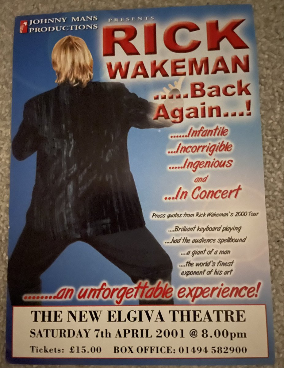 BrianNees0n (@scotyesnetwork) on Twitter photo I attended Rick’s “first” final solo tour in 2001. The last show was Chesham 7th April. Celtic won the league that day. I chose to see Rick, as I figured Celtic would win many more leagues, but there would only be one final solo Rick show.
I was only half right.😂
<a href="/GrumpyOldRick/">Rick Wakeman CBE</a> I attended Rick’s “first” final solo tour in 2001. The last show was Chesham 7th April. Celtic won the league that day. I chose to see Rick, as I figured Celtic would win many more leagues, but there would only be one final solo Rick show.
I was only half right.😂
<a href="/GrumpyOldRick/">Rick Wakeman CBE</a>