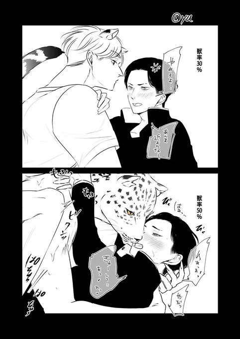 獣と人間の割合によって、態度が変化するヤンキー君 獣×ヤンキー  ↓これ描いてみた  #創作BL