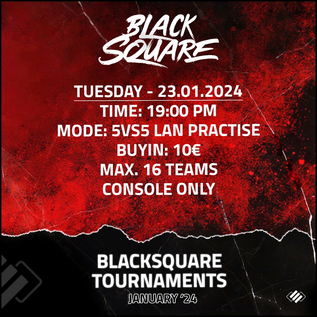 ◼️ BlackSquare Lan Practise ◼️

Hiermit öffnen wir die Anmeldung zur 3. "Lan Practise.

Facts: 
- Uhrzeit: 19 Uhr
- WB Bo3 | LB 1nd bis 6
- Regelwerk: OPL / Lan Rules

Zur Anmeldung: shorturl.at/govCY

Alle Maps im Tournament sind vorgegeben und das Bracket geshuffelt.