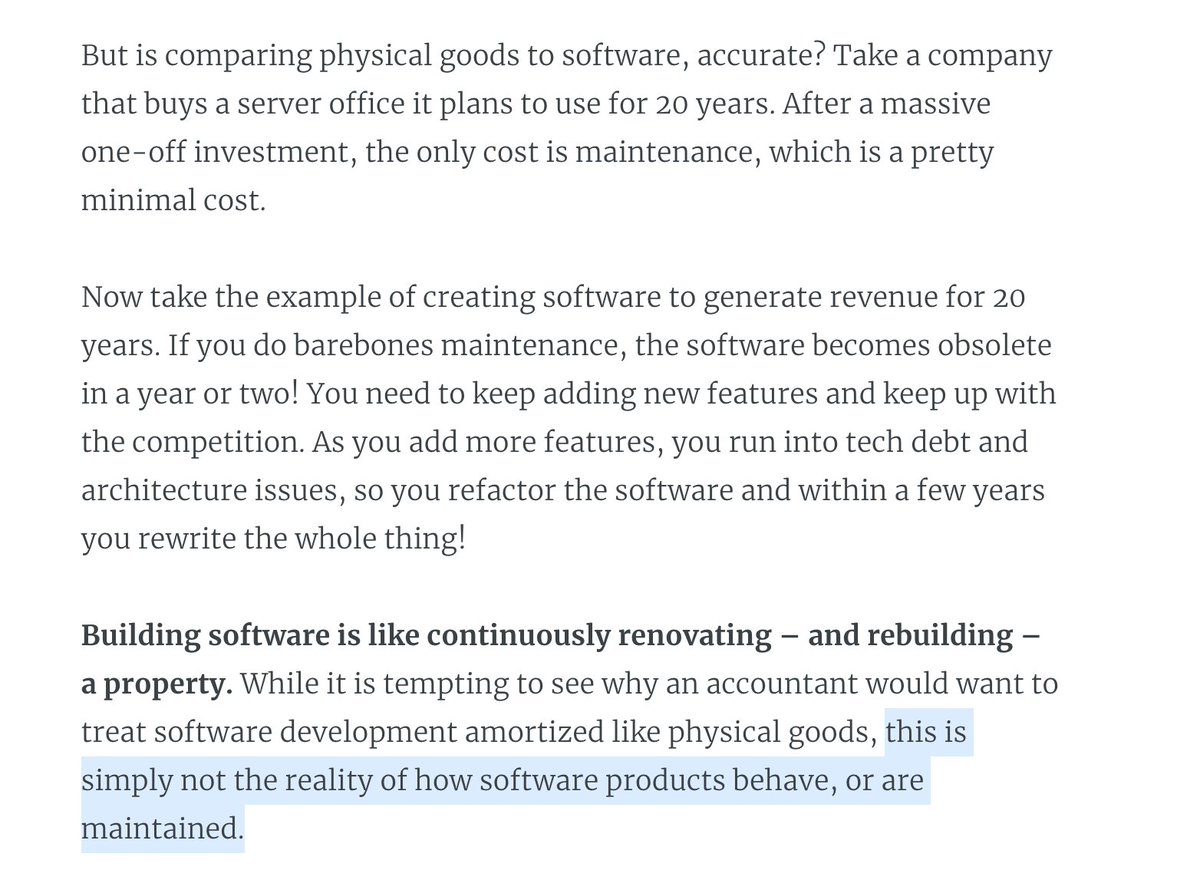 Gergely Orosz (@gergelyorosz) on Twitter photo The US becoming probably the most hostile country to run a software business with Section 174, forcing sw dev to amortized like physical goods (e.g. hardware or buildings are). Except this ignores how software development really works. Inexplainable.
From <a href="/Pragmatic_Eng/">The Pragmatic Engineer</a>: The US becoming probably the most hostile country to run a software business with Section 174, forcing sw dev to amortized like physical goods (e.g. hardware or buildings are). Except this ignores how software development really works. Inexplainable.
From <a href="/Pragmatic_Eng/">The Pragmatic Engineer</a>: