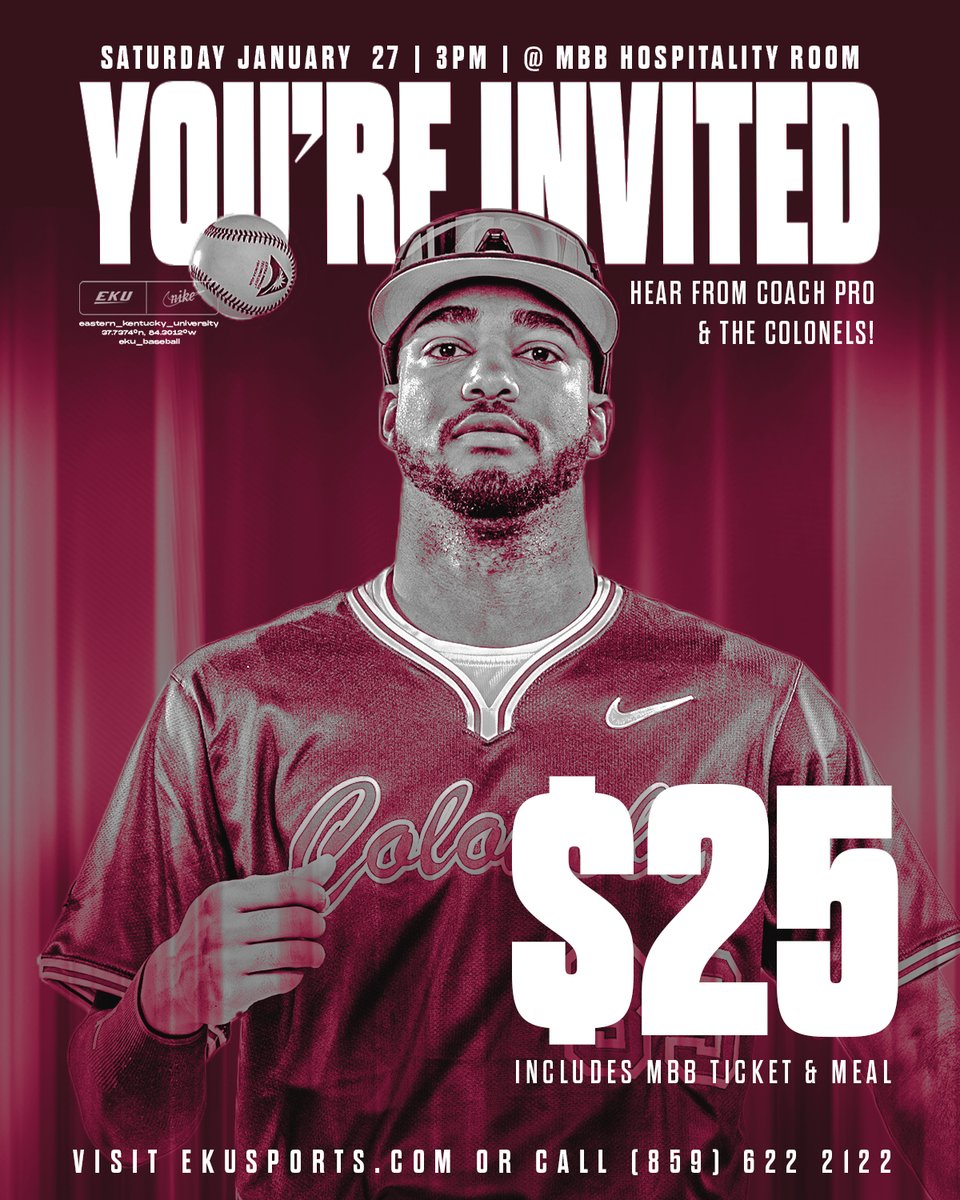 Don't forget about our Meet &amp; Greet with the Colonels 
🗓️ Saturday
🥘 includes a meal
🎙️ hear from head coach <a href="/chrisprothro8/">Chris Prothro</a> &amp; players 
🏀 ticket to <a href="/EKUHoops/">EKUHoops</a> game 
🎟️ buy your ticket here 👉 bit.ly/3HtC1nX