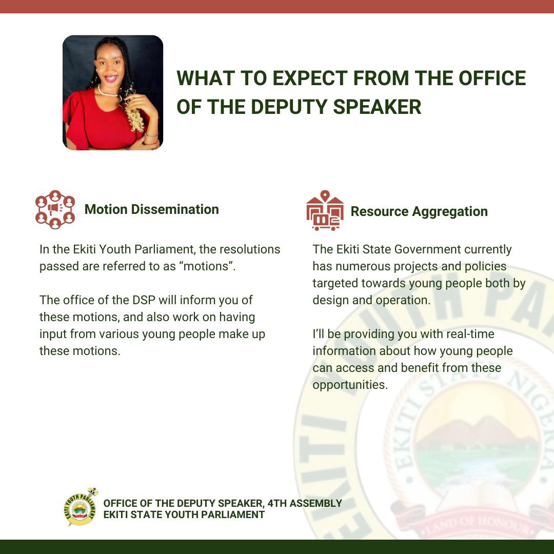 dsp_ekitiyouth's tweet photo. Overtime, from the Office of the Deputy-Speaker Ekiti Youth Parliament, we have embarked on various projects. We found it important to make this info-graphic to better explain what this office does, and what to further expect. https://t.co/NfiPhJqoin