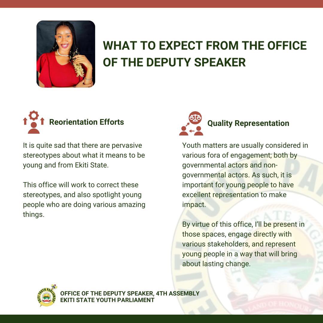 dsp_ekitiyouth's tweet photo. Overtime, from the Office of the Deputy-Speaker Ekiti Youth Parliament, we have embarked on various projects. We found it important to make this info-graphic to better explain what this office does, and what to further expect. https://t.co/NfiPhJqoin