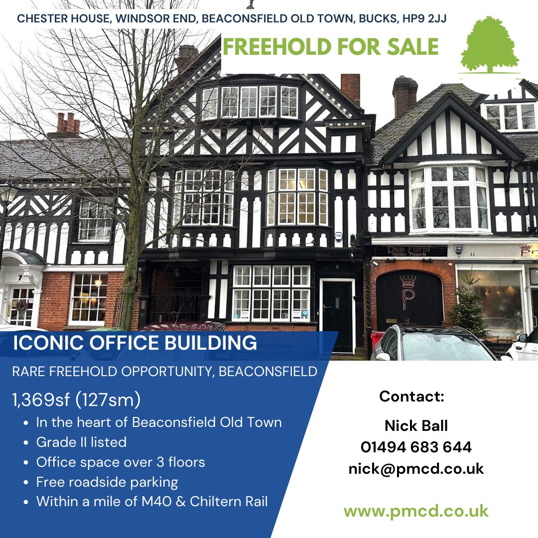 New Instruction! #Freeholdforsale in the heart of #Beaconsfield Old Town. This 1,369sq ft, 3 storey building is situated in an idyllic location surrounded by specialist shops, pubs and restaurants.