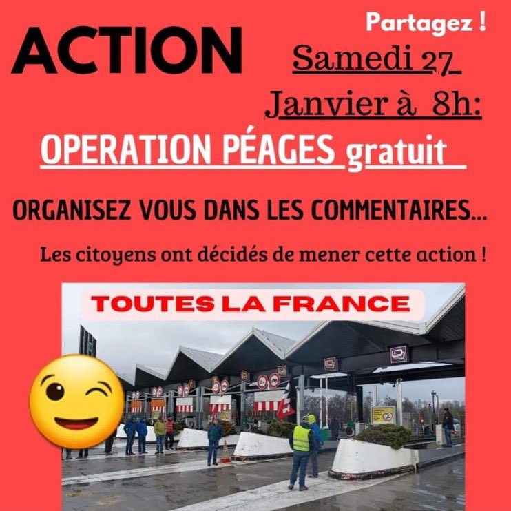 Il paraît que quelque chose se prépare… #OperationPeageGratuit #GiletsJaunes #France #27Janvier