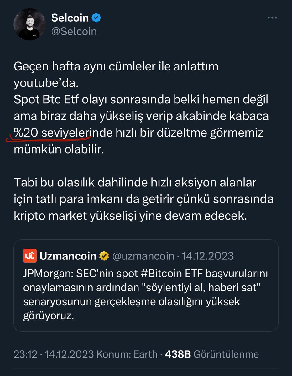 Selcoin's tweet image. Bitcoin de kabaca %20’lik bir düşüş gerçekleşmiş durumda.
Düzeltme büyük oranda gerçekleşti. İzlemeye devam..