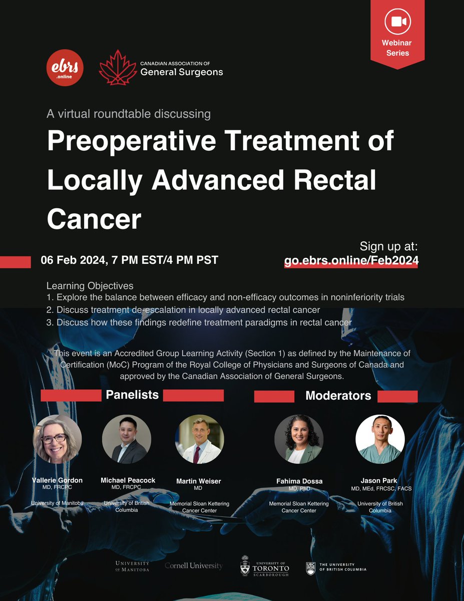 How does PROSPECT fit into our current paradigm for rectal cancer treatment? Can neoadjuvant chemotherapy replace radiotherapy? Sign up for our @ebrsonline webinar at go.ebrs.online/Feb2024 and join our experts in discussion. @fdossa @ameerfarooq @MSKCC_OncoNotes