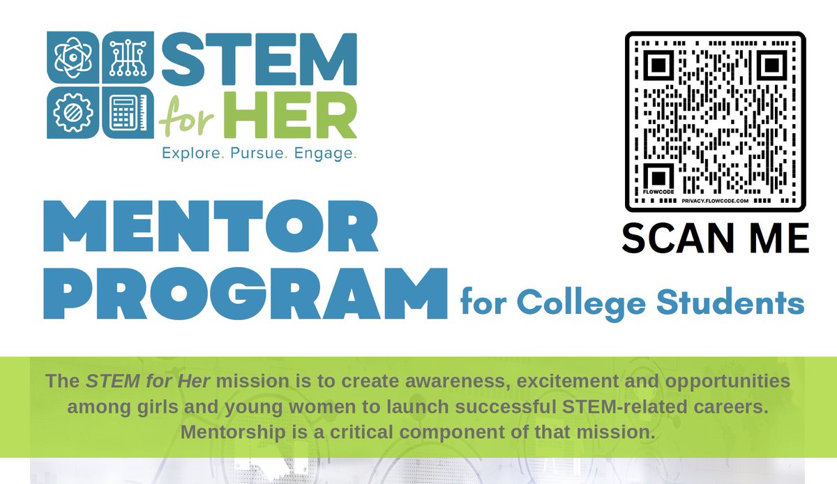 NOVA students - apply for the STEM for Her Mentor Program by 1/26 at stemforher.org/mentorprogram. Explore STEM-related careers, solidify areas of interest, implement goal-setting strategies, network with mentors, build professional skills and more! @NOVAcommcollege #Mentorship