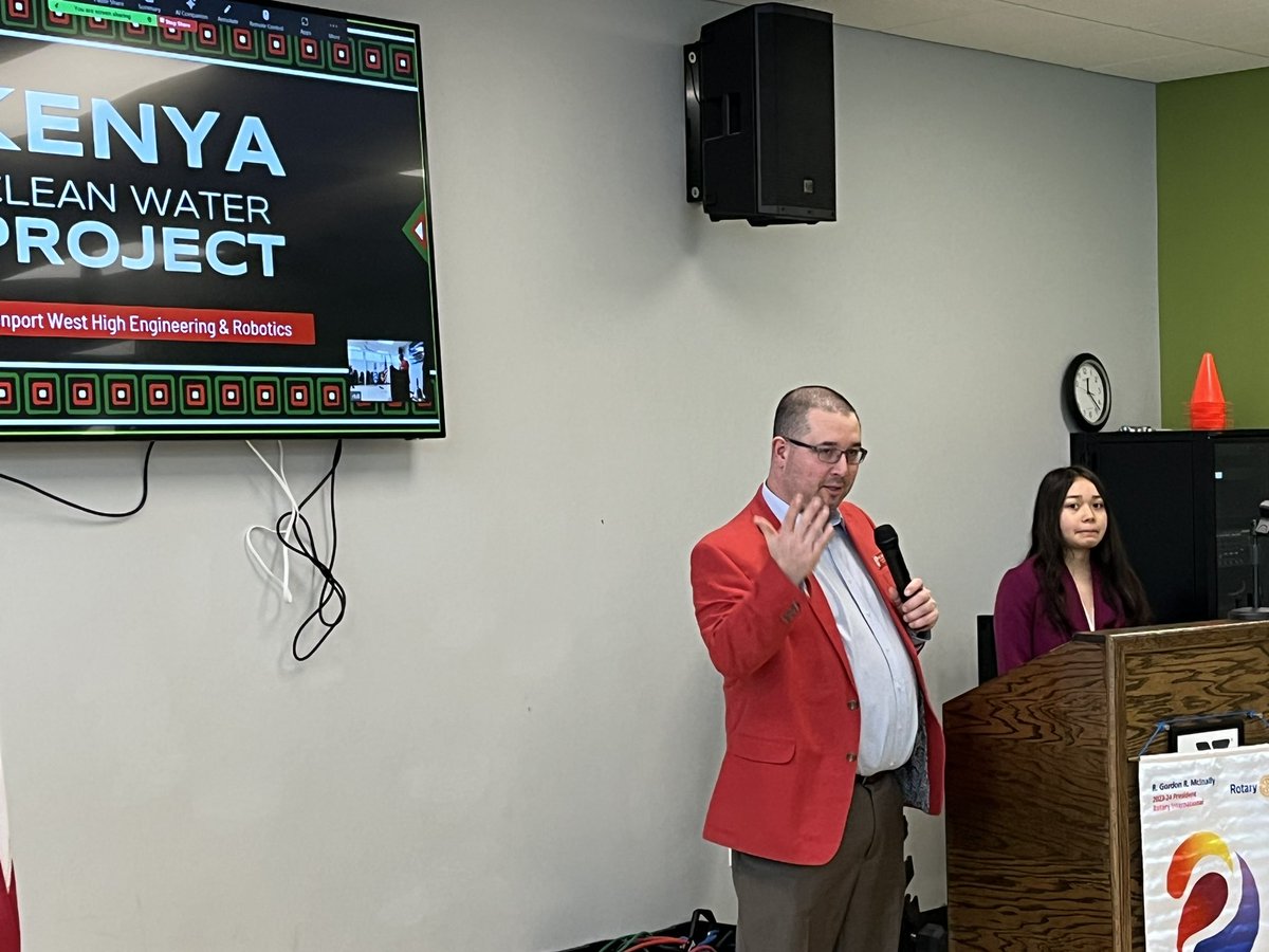 Mr. Smith and Mary Anna Le presented to the Rotary Club of Davenport about the clean water project for the people of Kenya; a team of students will install the created clean water station this summer in Kenya. #FalconNation #LetsFly #Kenya