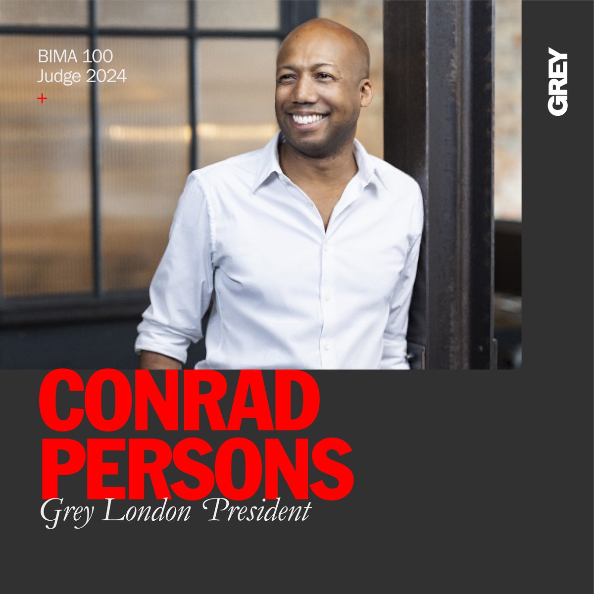 Grey London President, Conrad Persons, is named a 2024 <a href="/BIMA/">BIMA (British Interactive Media Association)</a> 100 judge - a cohort of the UK’s most influential people in digital and tech.

More here: bit.ly/3tQUmbE