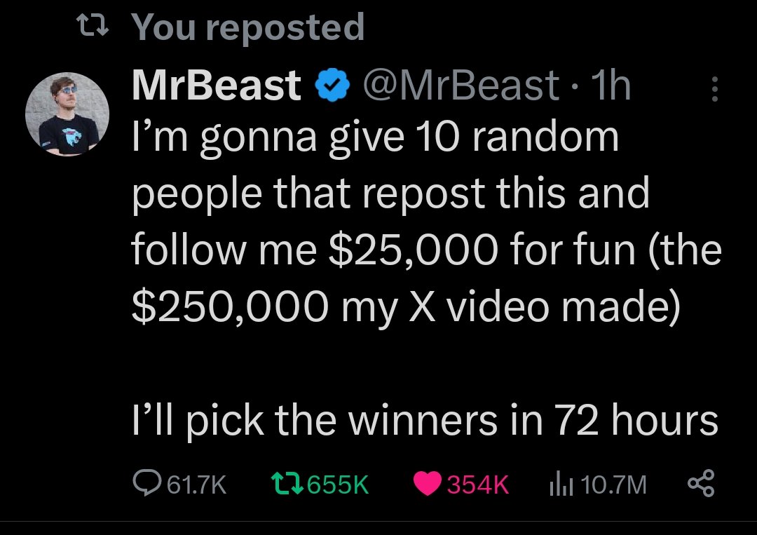 optimistic_135's tweet photo. @MrBeast I shared your screenshot in my Instagram, watsapp groups Facebook.
Plz select me Jimmy brother 😊 https://t.co/aGKG8caWA7