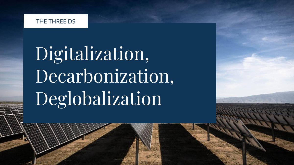 Brookfield's tweet photo. This week, we’re spotlighting how the megatrends we see driving investment activity globally are influencing #infrastructure. We call these trends The Three Ds–#Digitalization, #Decarbonization and #Deglobalization. Stay tuned for more.
#ThreeDs #Brookfield3Ds #InfraInvesting https://t.co/ox8I717X6I