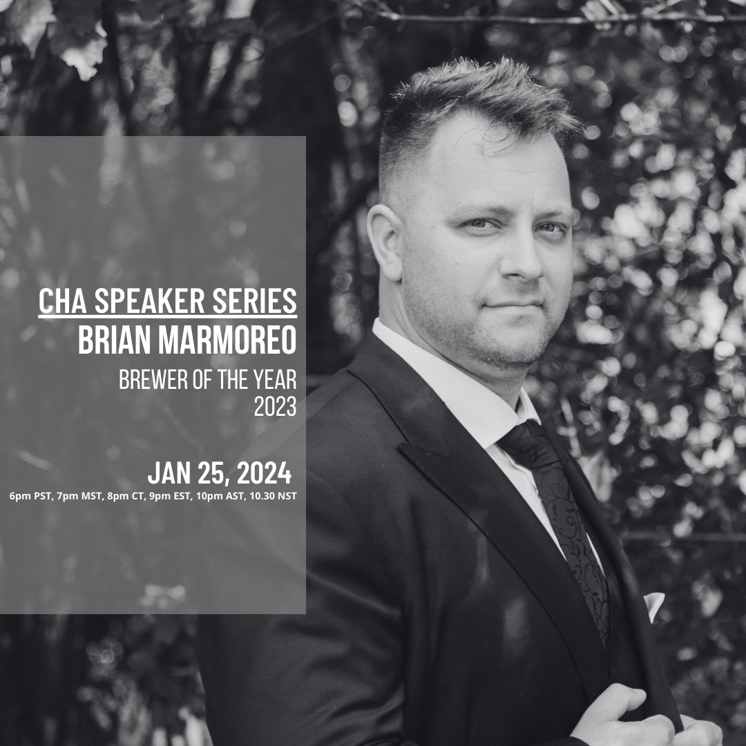 This month's #CHASpeakerSeries is with #BreweroftheYear2023 Brian Marmoreo on Jan 25 to get you motivated for this year's BOTY circuit (which is now open with @yeastwrangler's comp!). 

Head to our Speaker Series for the meeting link! tinyurl.com/mpkuzp9f 

#canadahomebrews