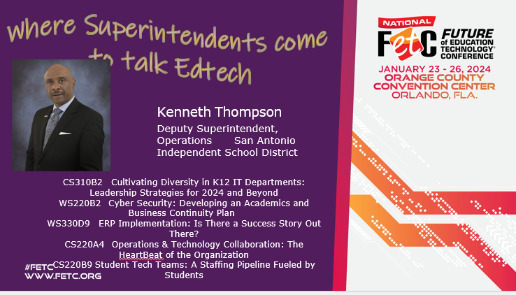 #FETC: Where Superintendents come to Talk #edtech! Proud to have @kkenjthompson presenting @FETC. Add these sessions to your District Administrator planner! Join us this week! @DA_Leadership #SuptChat #edleaders #edchat #edtechchat #tlchat #PLN #PDMatters