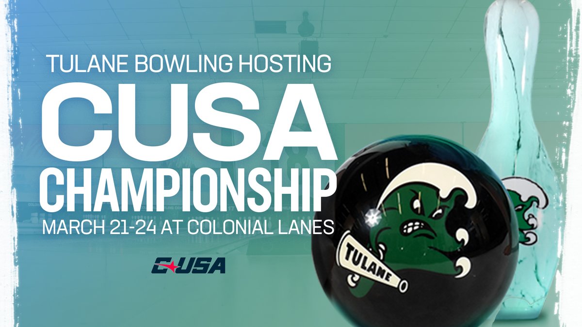 GreenWaveBowl's tweet photo. #GreenWaveBowl chosen as the host institution for the inaugural @ConferenceUSA Bowling Championship held at @Colonial_Bowl from March 21-24!!!!
https://t.co/X33jyUBNpg
#RollWave π https://t.co/tV7WJFjABK