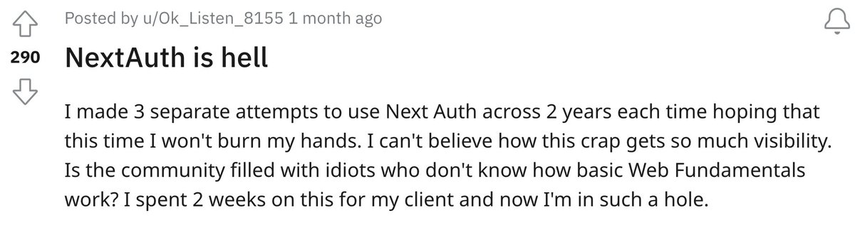 NextAuth is one of the most frustrating libraries you can work with as a JS dev. And I'm not alone in this opinion. Here's what I think (and what you should use instead): The docs for NextAuth are extremely difficult to navigate. The library also sits at a very awkward place…