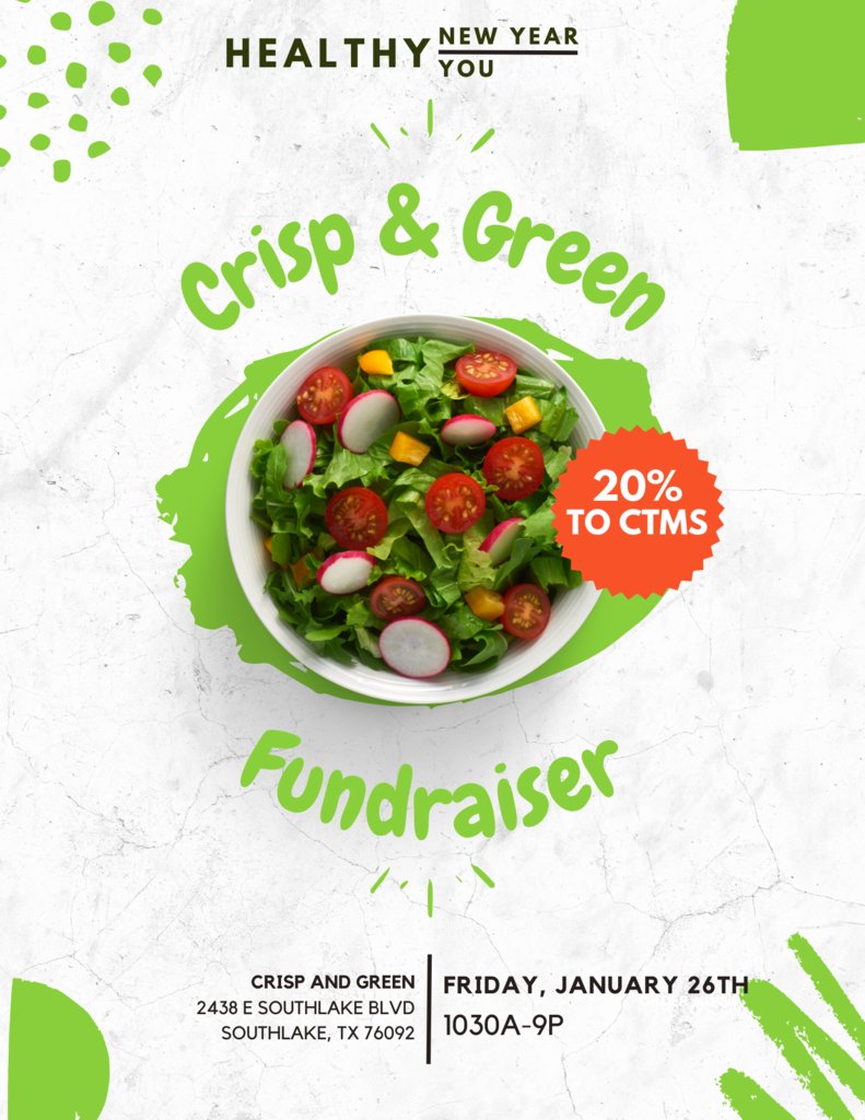 Join the pack on January 26 for an all day fundraiser at Crisp &amp; Greens.  Mention CTMS when you place your order!