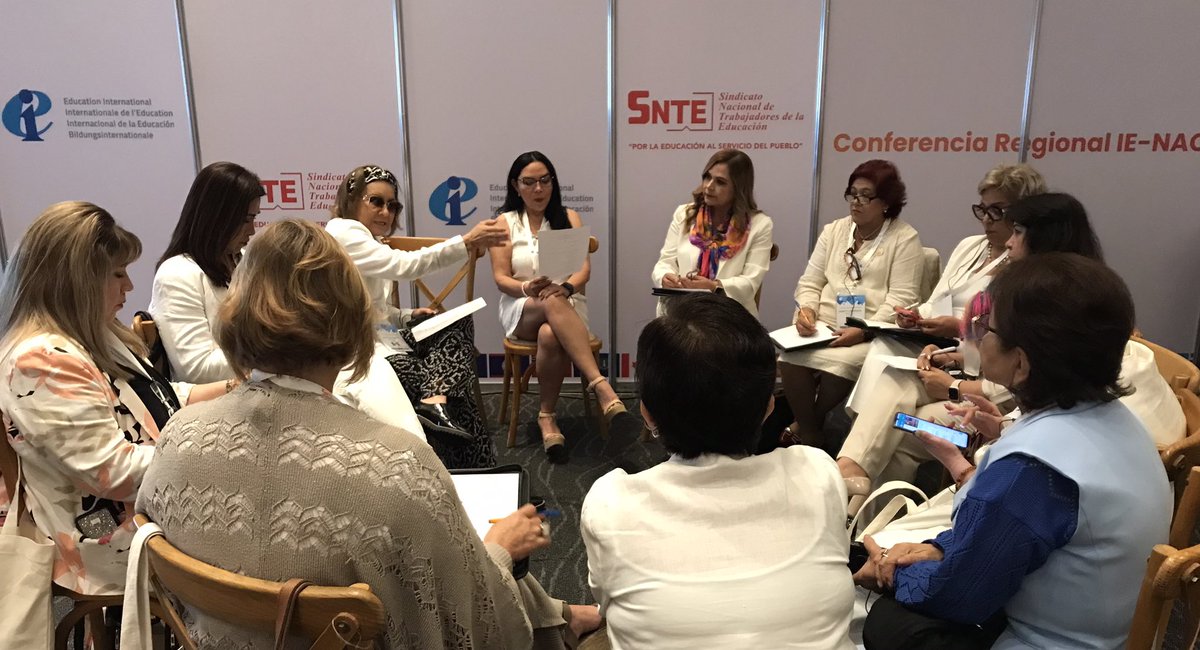 Women’s Caucus at EI North America/Caribbean Regional Conference. Great discussion: What are the impacts of teacher shortage and underfunding on women teachers?<a href="/eduint/">Education International</a> #GoPublic