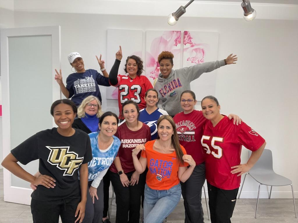 iHeartSmiles's tweet photo. Playoff vibes at iHeartSmiles! Our awesome team is rocking their favorite jerseys to celebrate #SpiritWeek. Just like our favorite team, we are united in creating winning smiles for our patients! ⚾️🏀🏈🏒⚽️🏆 #Dentist #Orthodontics #pediatricdentistry #Teamgoals https://t.co/1wbaQ1ecvl
