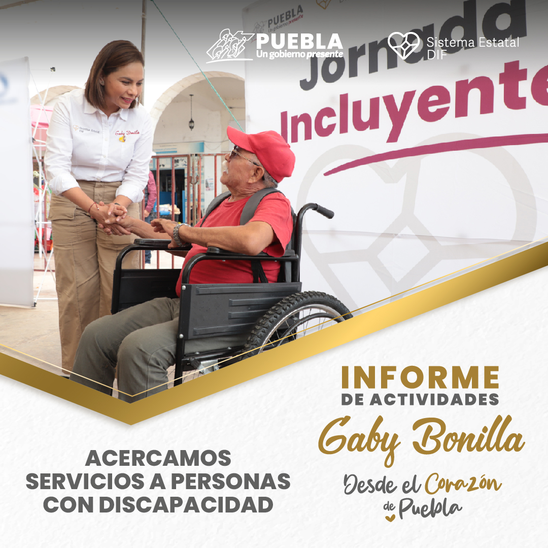 IPJGobPue's tweet photo. Junto al @TeletonPuebla, @UNEABP_MX, @FUNDACION_CLISA, el #SEDIF que preside @GabyBonillaDIF, puso en marcha las Jornadas Incluyentes, con el fin de contribuir al óptimo desarrollo de personas con discapacidad, acercando servicios al interior del estado.

#InformeGabyBonilla https://t.co/T1QTGQLFJT