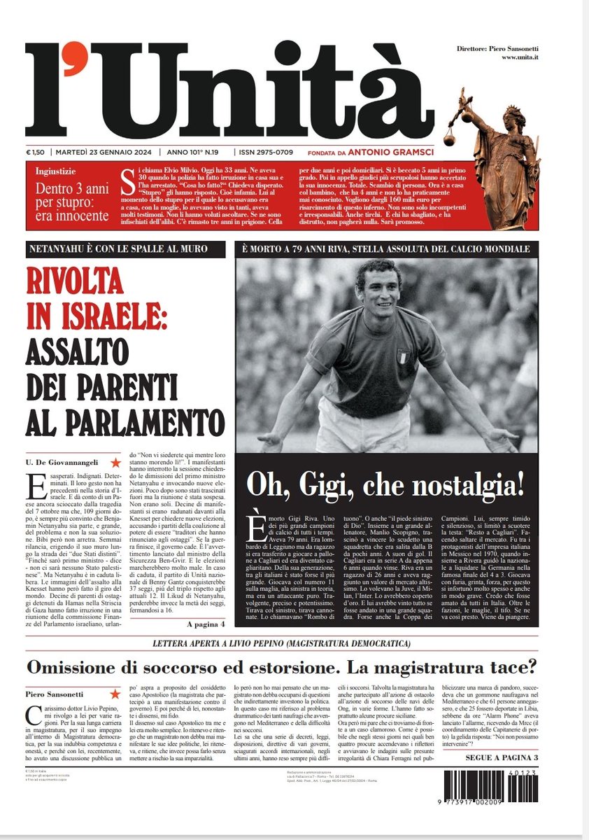📰 La prima pagina dell’#Unità del #23gennaio 

Abbonati subito: bit.ly/3W6WxkO