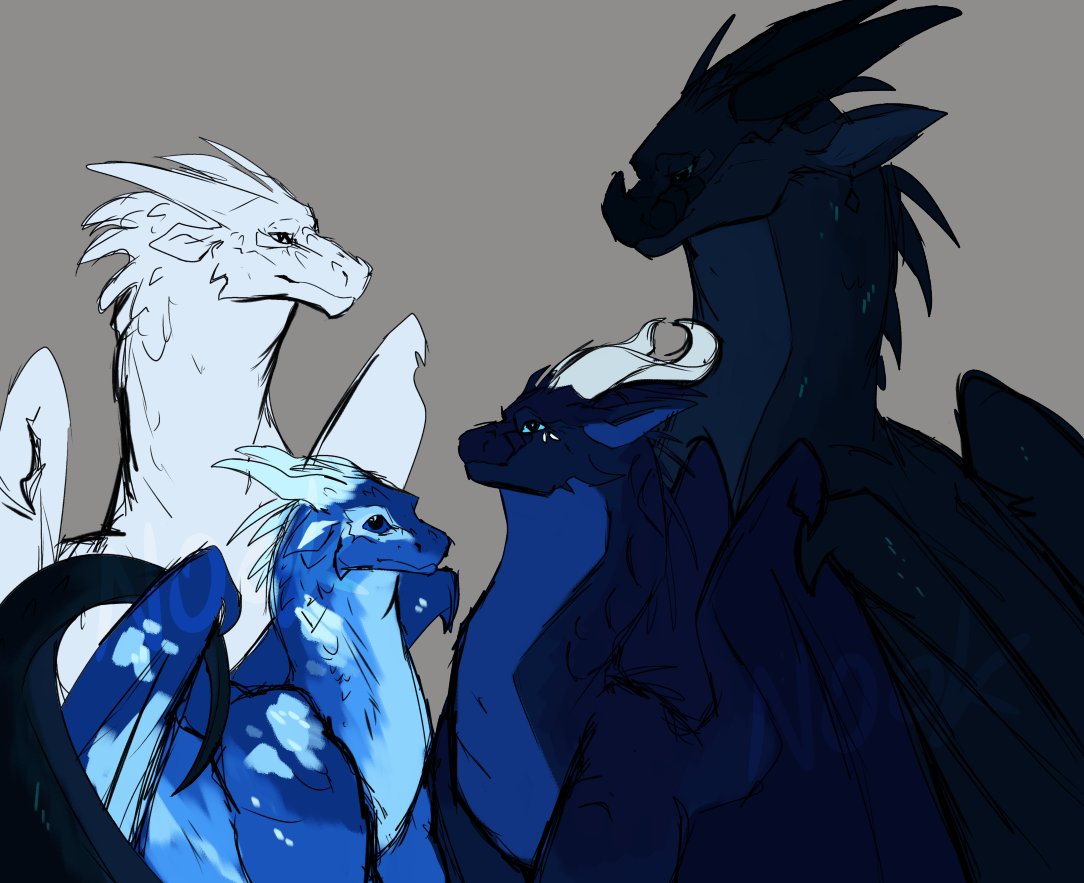ShrimpyNook's tweet photo. What a cute family I sure hope they are loving and healthy ( WIP ) #wip #darkstalker #wof #wingsofire #wofart #fanart #darkstalkerwof #arcticwof #foeslayer #whiteoutwof #dragon #dragonart #art https://t.co/6BzZ4JacLL