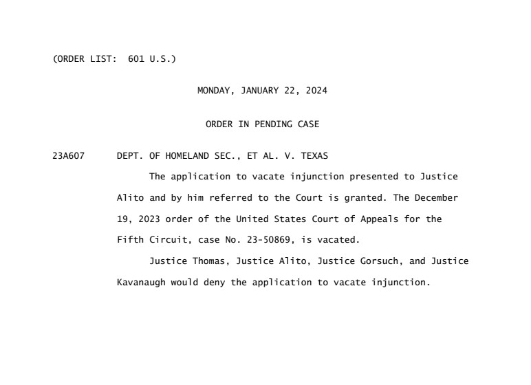 BREAKING: The Supreme Court allows border patrol to remove Texas border wire, siding with the Biden administration.