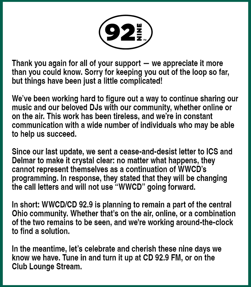 CD929fm's tweet photo. A quick update from CD 92.9 FM: https://t.co/zkijlDwKpZ