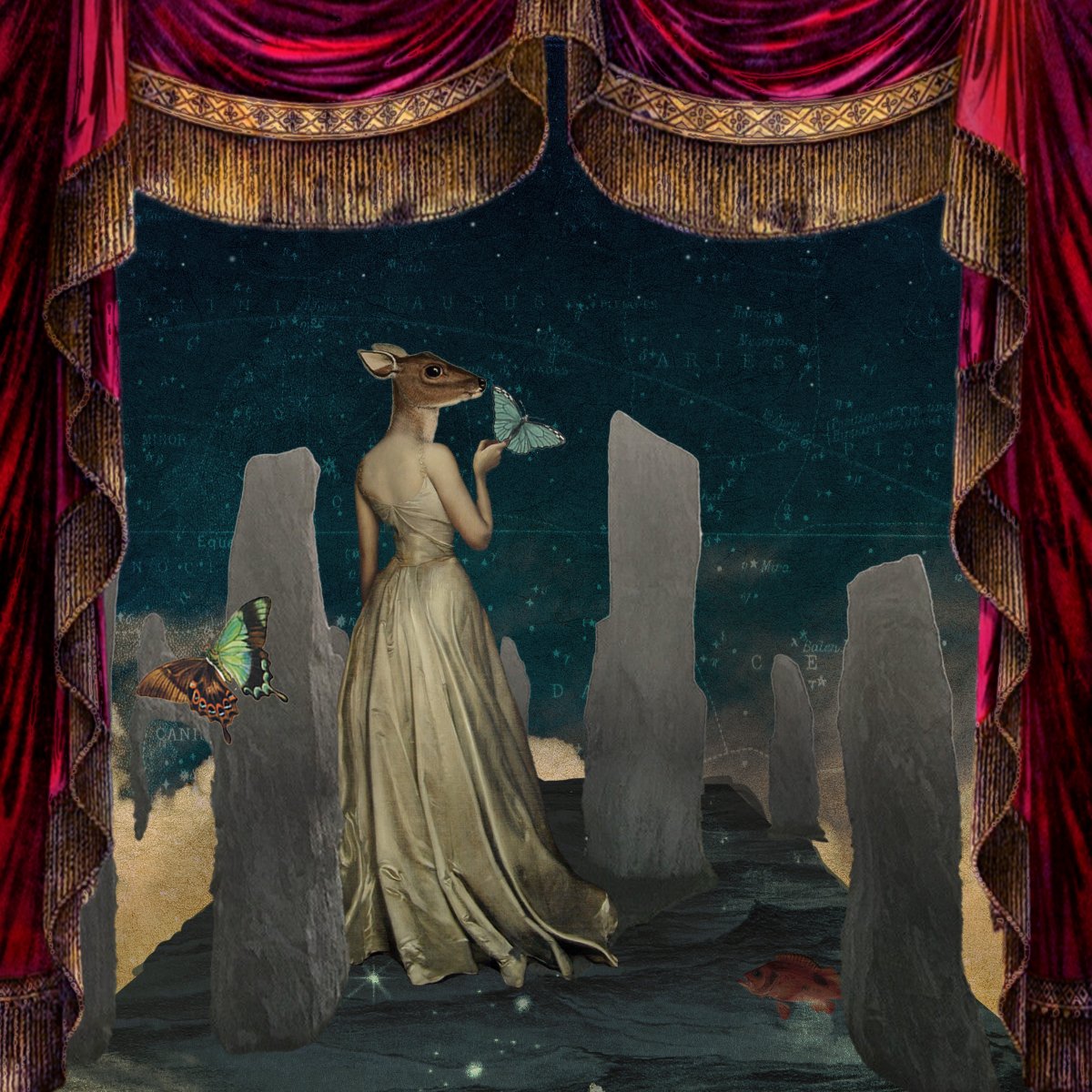 Hello friends - &amp; (belated) here's to this year, to treading water, to balancing improbabilities (which has taken me to a very beautiful and &amp; cold apartment in the middle of nowhere). And of course to theatre curtains, star maps, creatures in ballgowns, because why not 🤍🌹🤍